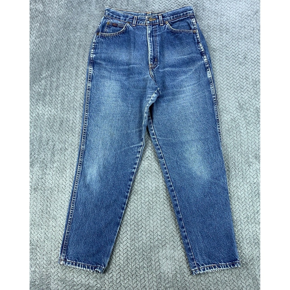 VTG CHIC Mom Jeans Womens Size 12 Blue Denim High Rise USA Made Distressed 28x28
